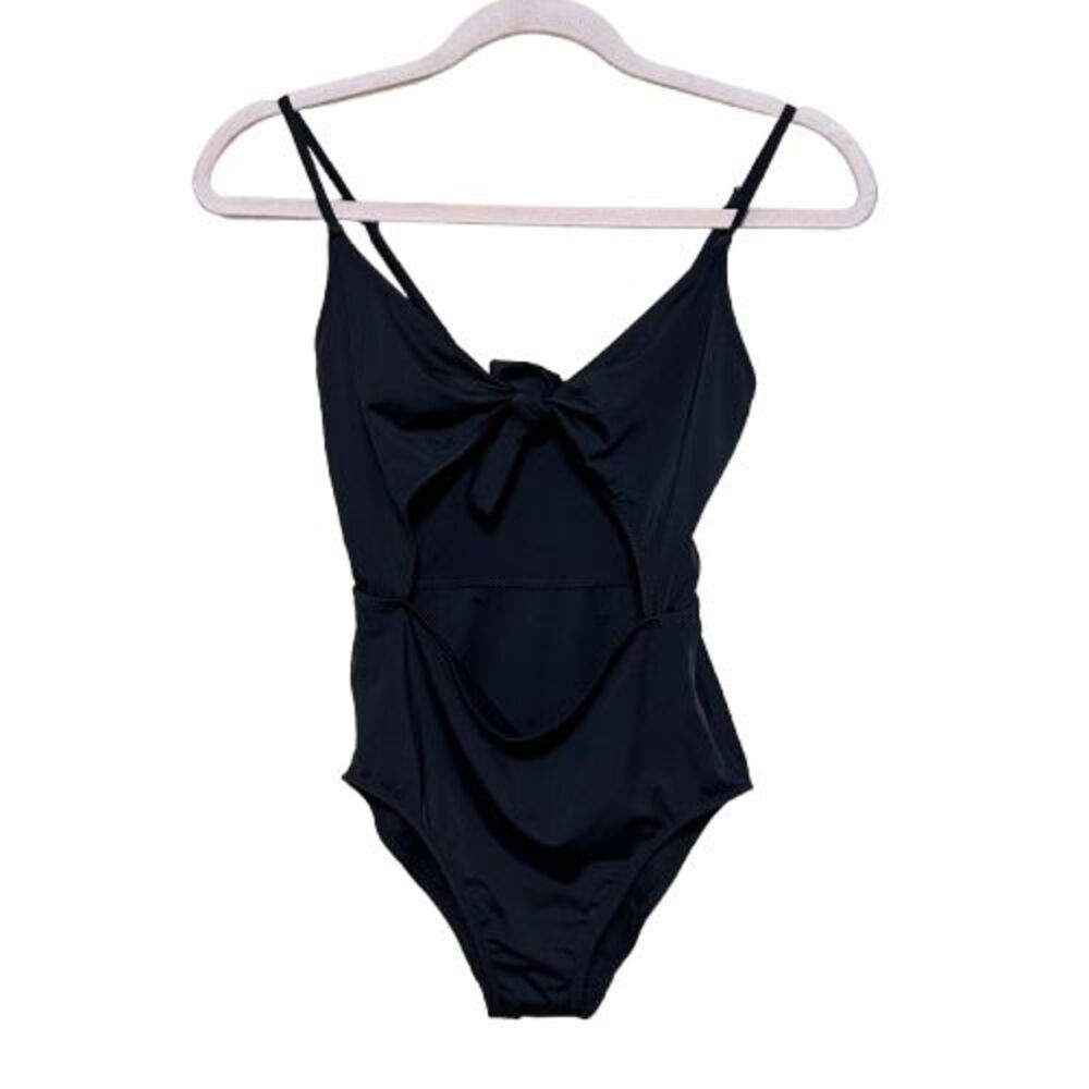 Reformation Swimsuit Women Size Small Black Cut Out Tie Front One Piece